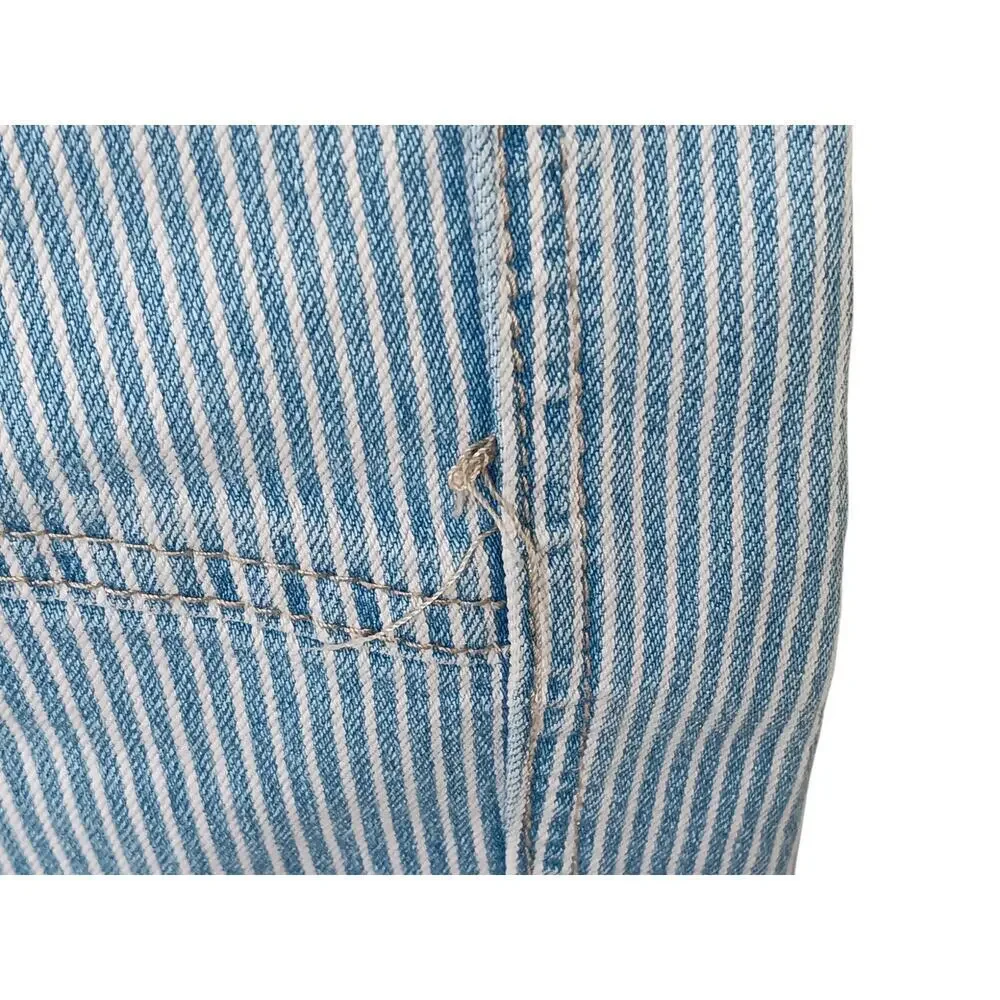 Free People Women’s Striped Patchwork Jeans Size 28 Blue White Distressed